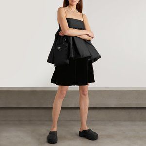 Cecilie Bahnsen black velvet high waist Mille shorts